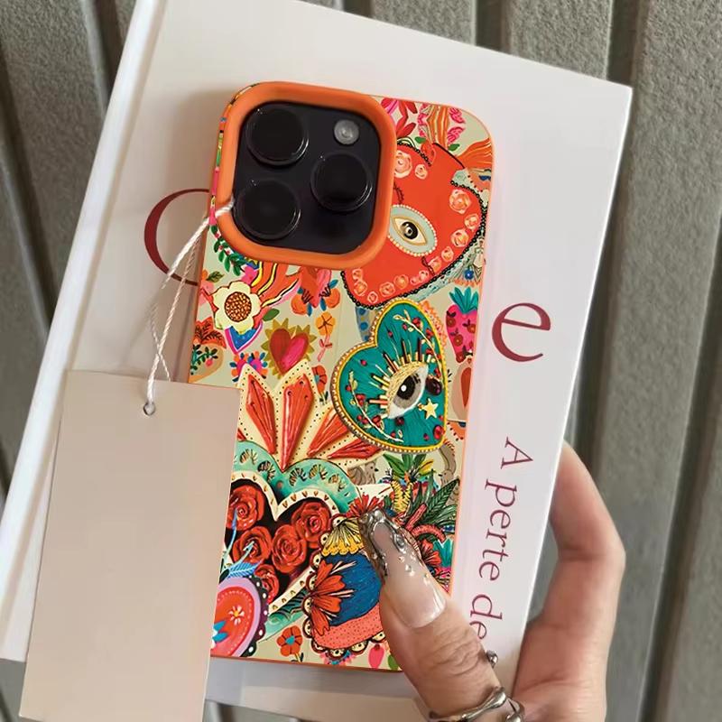 

Love Heart Eyes Pattern Phone Case For iPhone 17 Pro Max 16 Plus 15 Pro 14 13 12 11 XR 17Air Lychee Textur Soft Cover iPhone XS Max