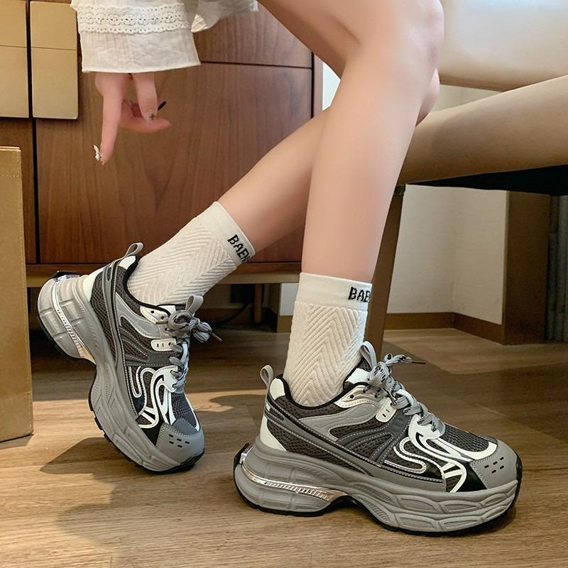 New Muffin Breathable Thick-soled Dad Shoes Women's Autumn Versatile Casual Height-increasing Design Sports Shoes