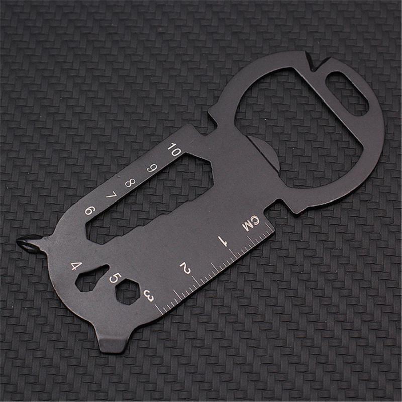 Nyckelring med kapsylöppnare Universal Multifunktionell Kapsylöppnare Sexkantigt Hänge Stål Nyckelformad Utomhus Kortverktyg