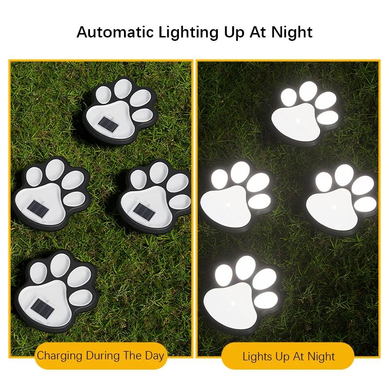 Outdoor LED Solar Light Waterproof Dog Cat Animal Paw Print Light Path Lawn Lamp for Garden Patio Lawn Summer Camping Home Decor