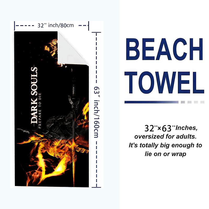 DARK SOULS Print Beach Towel, Large Soft Quick Dry Towel for Beach Camping Swimming