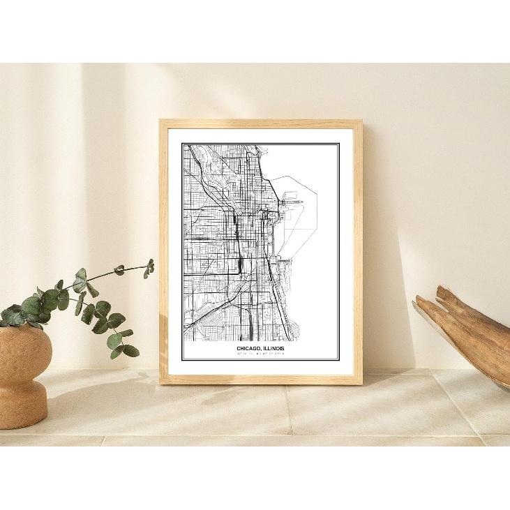 Susie Arts 11X14 Unframed Chicago Illinois Wall Art Metropolitan City View Abstract Street Map Art Print Poster Wall Decor Home Office sdm001
