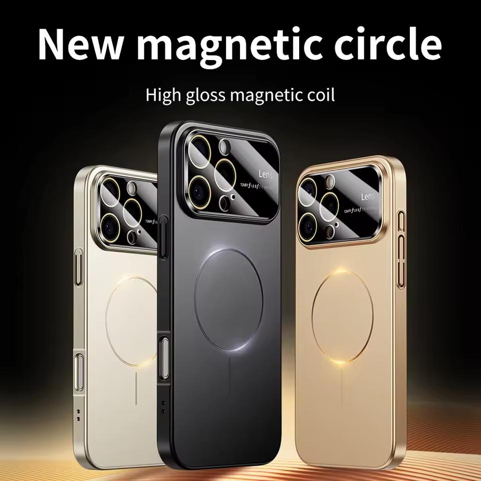 Luxury Camera Large Window For Magsafe Phone Case for iPhone 17 Air 16 14 15 13 12 11 17 Pro Max Magnetic Shockproof Hard Cover