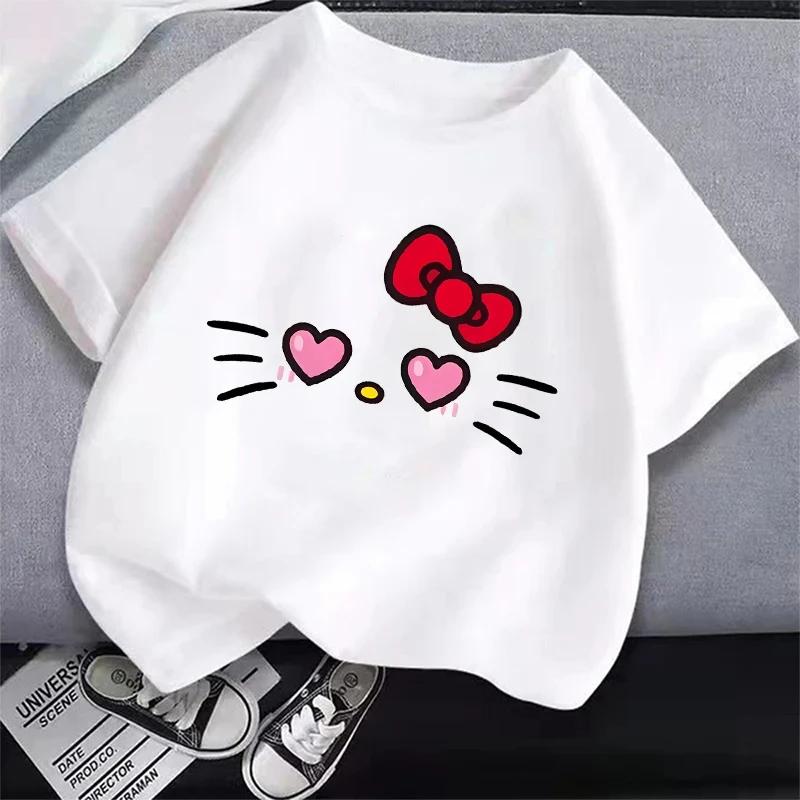 

2025 Футболка MINISO Детская одежда Аниме Футболка для девочек Мультяшная Мелодия Куроми Летний Милый Топ Хлопок Детская с коротким рукавом 150