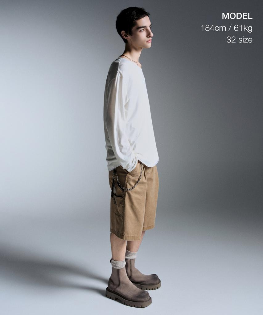 Musinsa Standard Pigment Carpenter Bermuda Pants [Beige]
