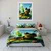 Relaxing Frog With Drink Print Bedding Set 1 Duvet Cover 2 Pillowcases For Adult And Children Luxury Gift Full Size