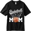Plus Size Tshirt Soft Teenagers Short Sleeve T Shirt Daily Wear Basketball Net With Ball And Sparkles Fashionable Unisex Tees