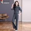 Women's Faux Two-Piece Polo Sweatshirt & Straight Leg Tracksuit Set