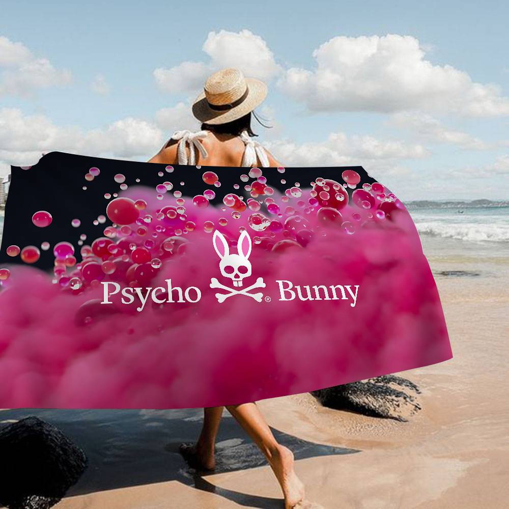 Asciugamano da Spiaggia in Microfibra P-Psycho Bunny di Lusso, Assorbente, Asciugatura Rapida, Morbido, per Yoga, Nuoto, Resort, Alpinismo
