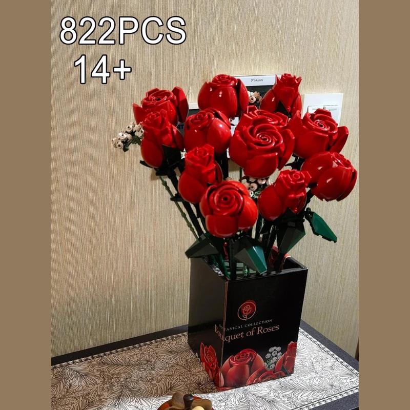 Creative Bouquet Of Roses Construction 10328 Home Decor Plastics Flowers Toys For Girlfriend Birthday Christmas Romantic Gifts