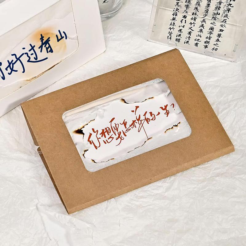 Flame Burning Greeting Card Diy Handmade Burning With Matches Happy Birthday Envelope Paper Material Wrapped Greeting Card Gift
