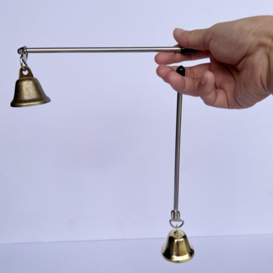 Zvonkový zhášeč svíček s teleskopickou rukojetí, otočný kovový zhášeč plamene knotu čajové svíčky, zhášedlo svíček, nástroje se zátkou