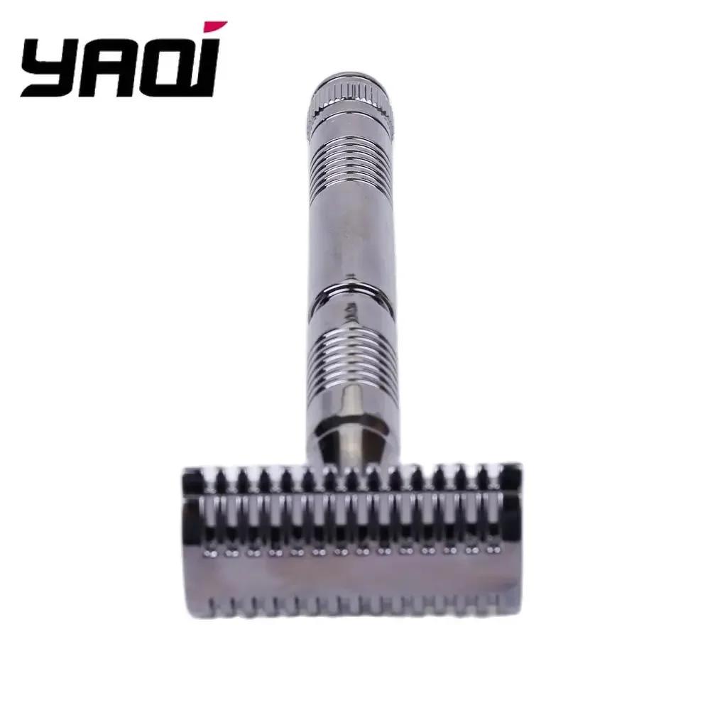 Yaqi Men's Gunmetal Double Edge Safety Razor Classic Shaving Tool for Smooth Facial Hair Removal