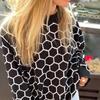 Round Neck Honeycomb Knit Sweater Fall Winter Loose Fit Plaid Pullover Women