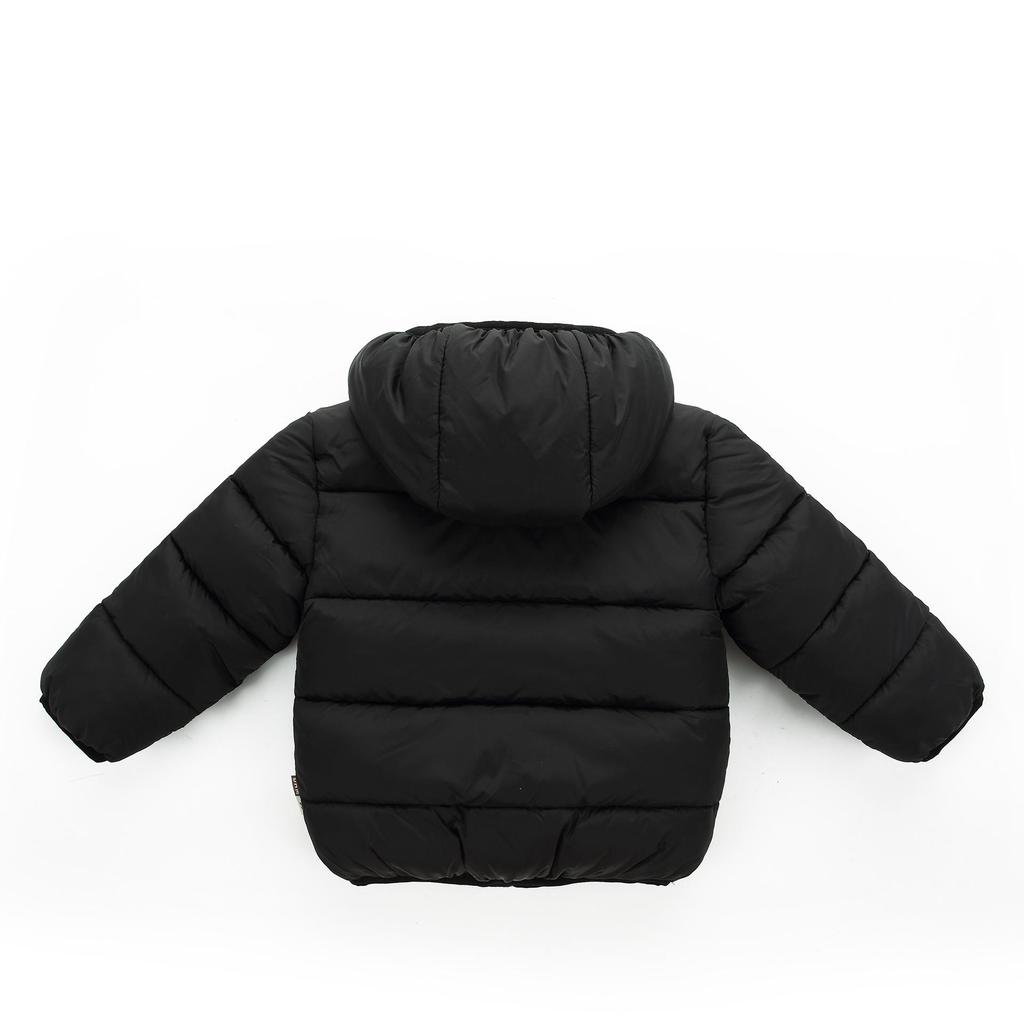 2026 Kids' Hooded Plaid Fleece-Lined Down Jacket for Boys & Girls, Warm Cotton Outerwear for Baby, Autumn & Winter.