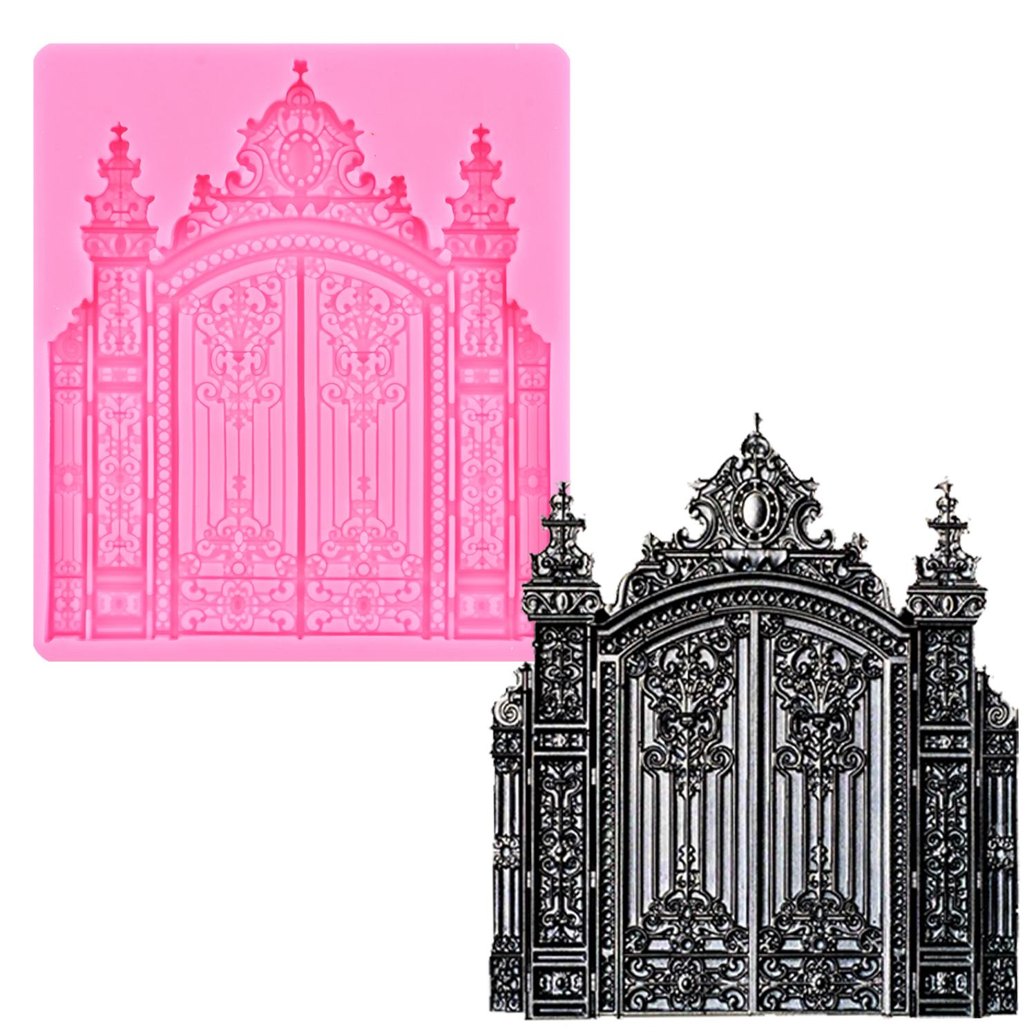 

Силиконовая форма для ворот замка, форма для помадки для украшения торта, топпер для кексов, полимерная глина, конфеты, шоколадная жевательная резинка, формы для пасты чёрный