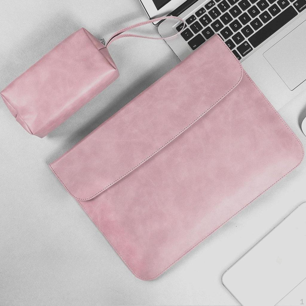 Laptop Sleeve 14 15 Inch Lightweight Dustproof Outdoor Cover Soft for Macbooks Storage PU Leather