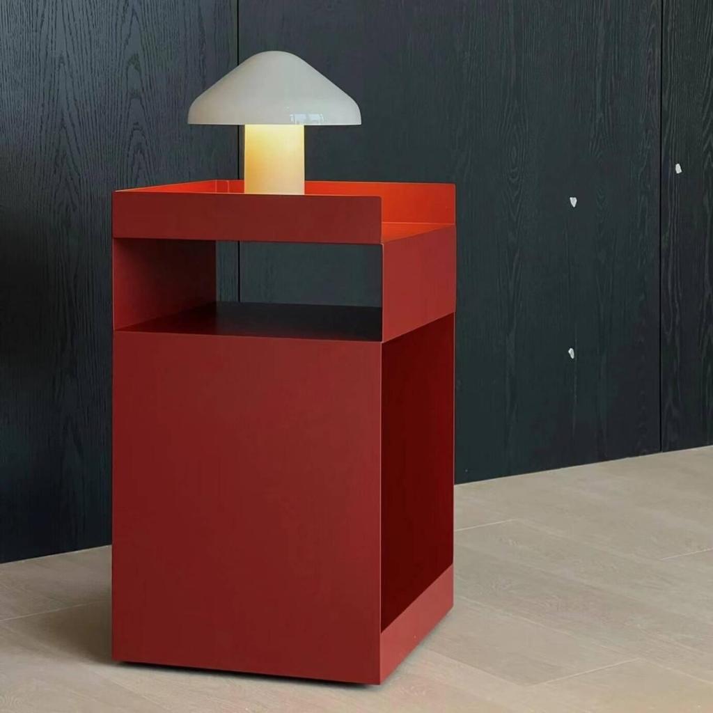 Three-Tier Rolling Side Table Portable Metal with Casters