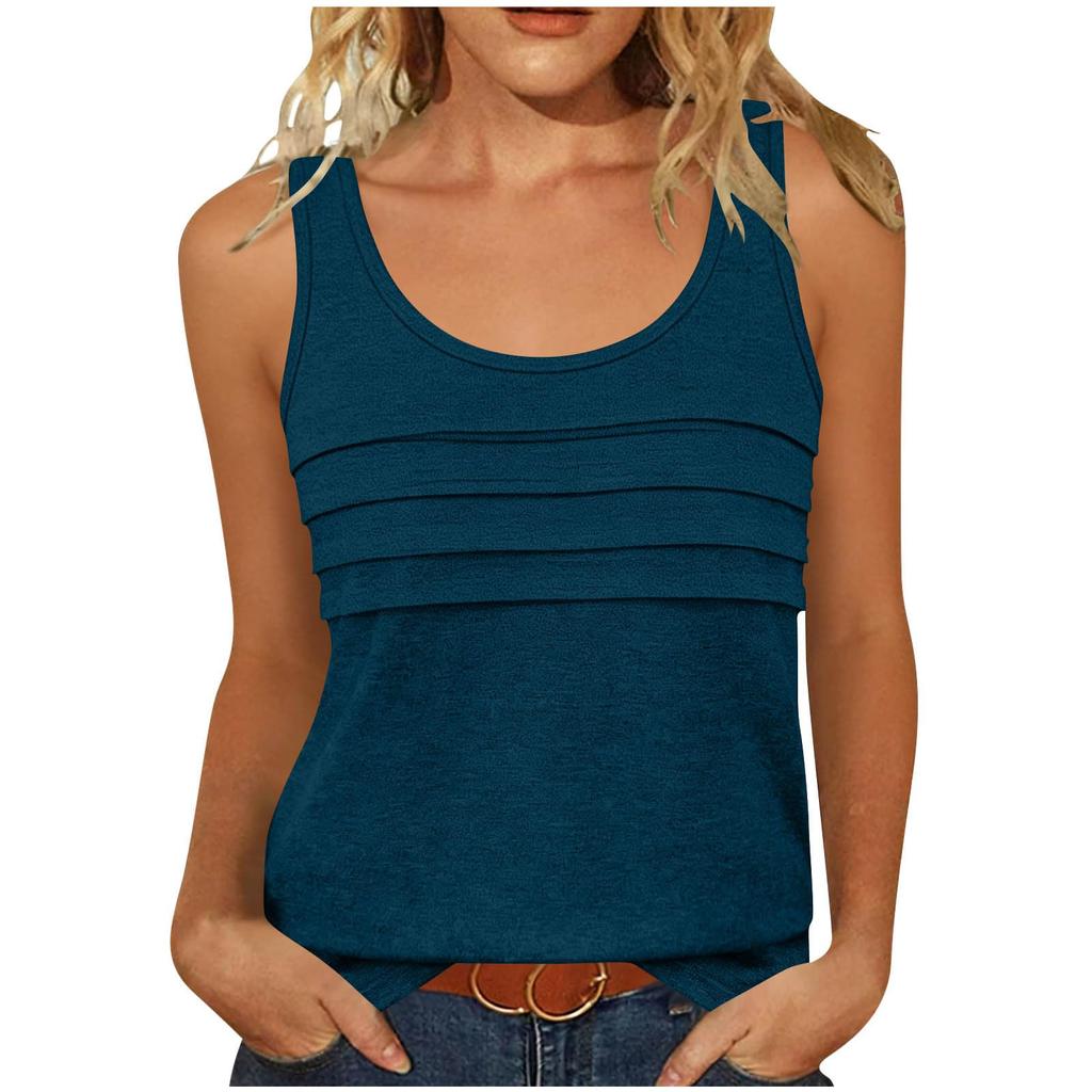 Women's Casual Tunic Tops To Wear With Leggings Sleeveless Summer Color Shirts Tanks Blouses