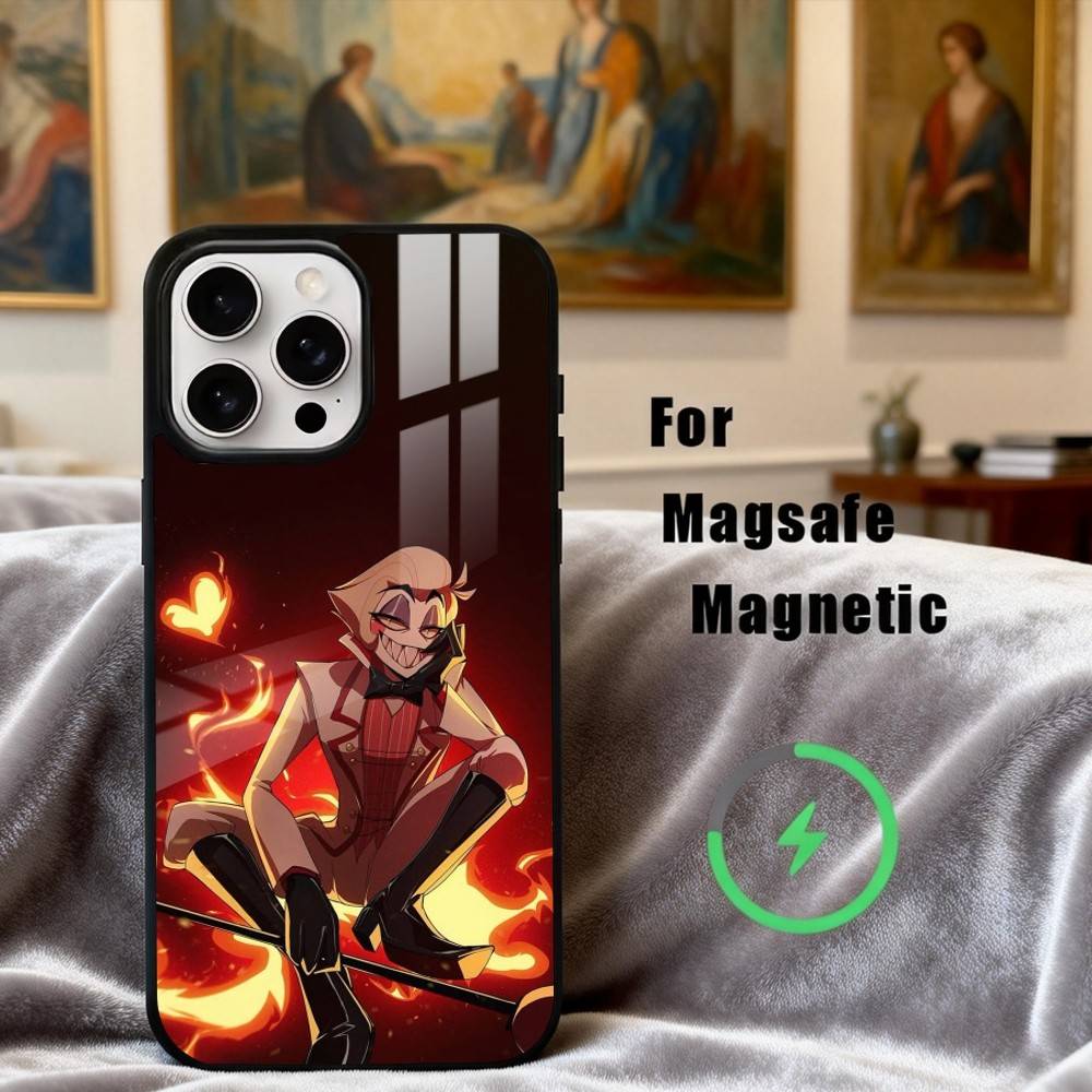H-Hazbin H-Hotel L-Lucifer M-Magne Phone Case For iPhone17,16,15,14,13,12,11 Plus,Pro Max Magnetic For Magsafe Wireless Charging