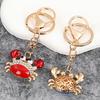 Keychain Pendant Sparkling Rhinestones Inlaid Crab Design Key Holder with Lobster Clasp Lightweight Car Bag Accessory