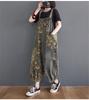 Mouhoukyo Denim Floral Print Women's Overalls, Wide-Leg Pants, Jeans, M-2XL (Color shown, 2XL)