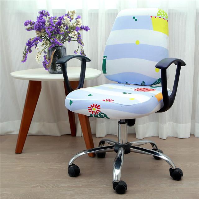 Printed Stretch Split Seat Cushion Cover Soft Stretchy Computer Sectional Chair Covers Home Decor Rotating Lift Office Dining Chair Protectors