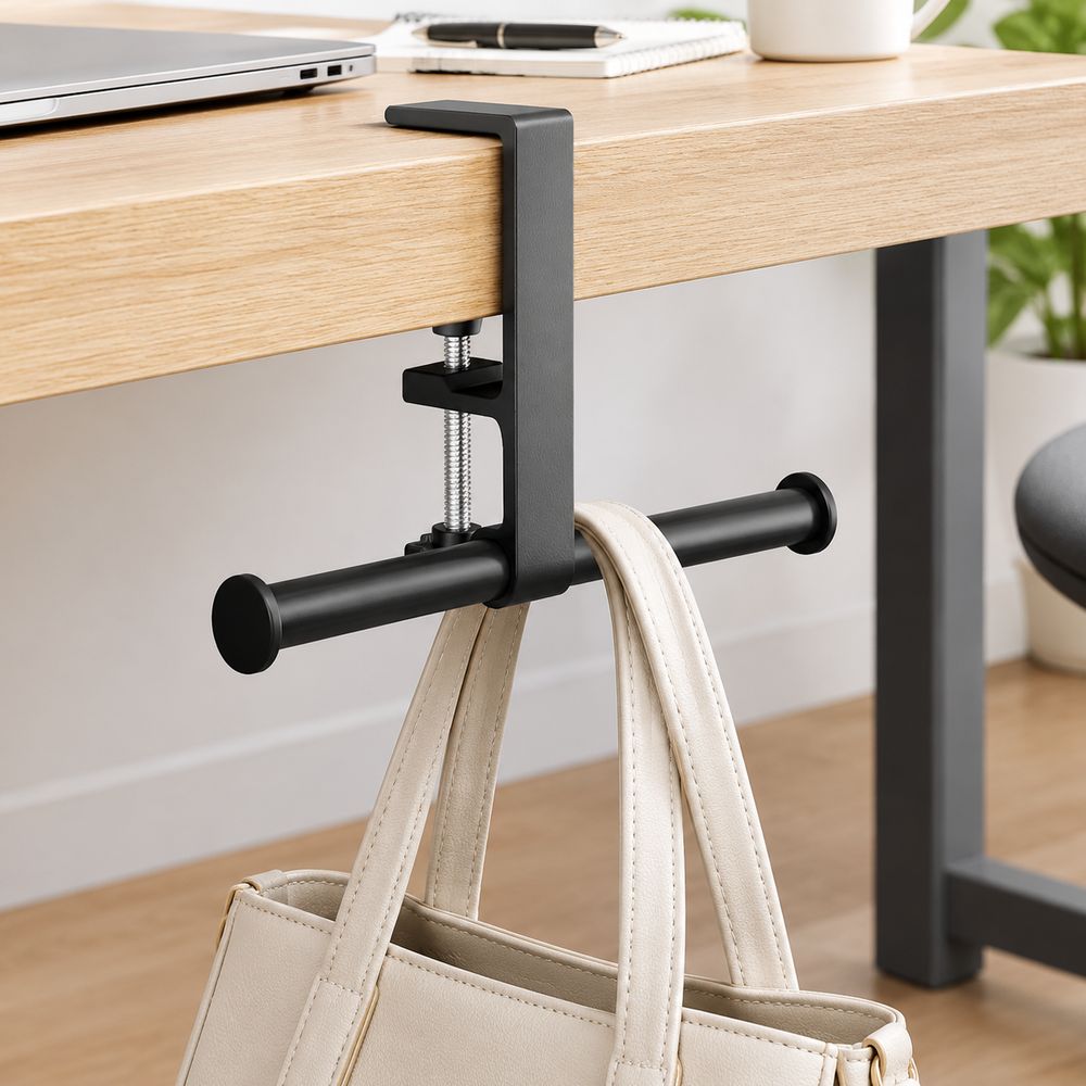 Adjustable Clamp Desk Bag Hanger Aluminum Alloy Under Desk Clamp Hook Dorm Room
