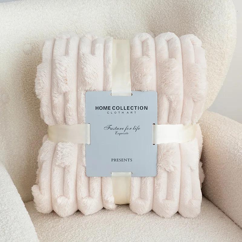 Soft and Comfortable Thickened Imitation Rabbit Down Bamboo Knot Blanket Leisure Office Nap Flannel Blanket