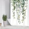 Set Of 4 Green Leaves, Waterfall, Simple Pattern Shower Curtains With Hooks, Bathroom Divider Curtains, Machine Washable
