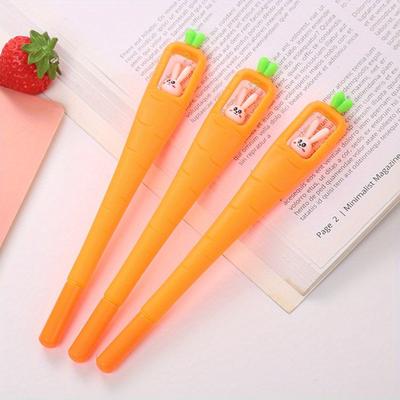 10pcs 0.5mm Creative Carrot Gel Pen, Cartoon Rabbit Water Pen, Cute Stationery Office Supplies Signature Pen