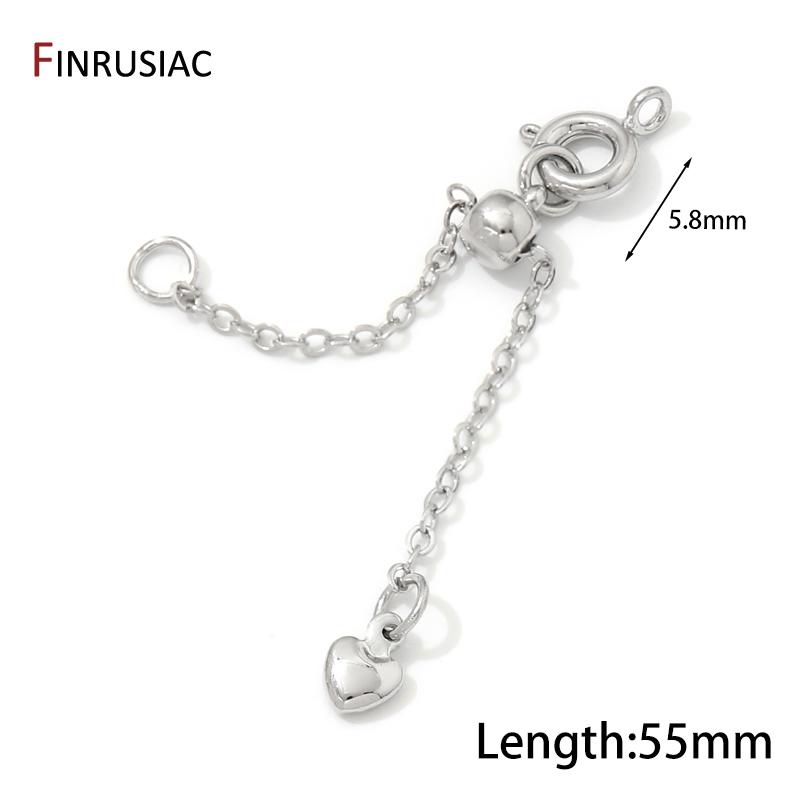 

18K Gold Plated Brass 55mm Extension Extended Heart Tail Chains With Lobster Clasps Connector For DIY Jewelry Making Supplies 2 pieces