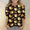 Kinder Tierdruck Rundhals Dreiviertelarm Lässiges T-Shirt Weicher Bequemer Stoff Geeignet für den Alltag und Spielzeit