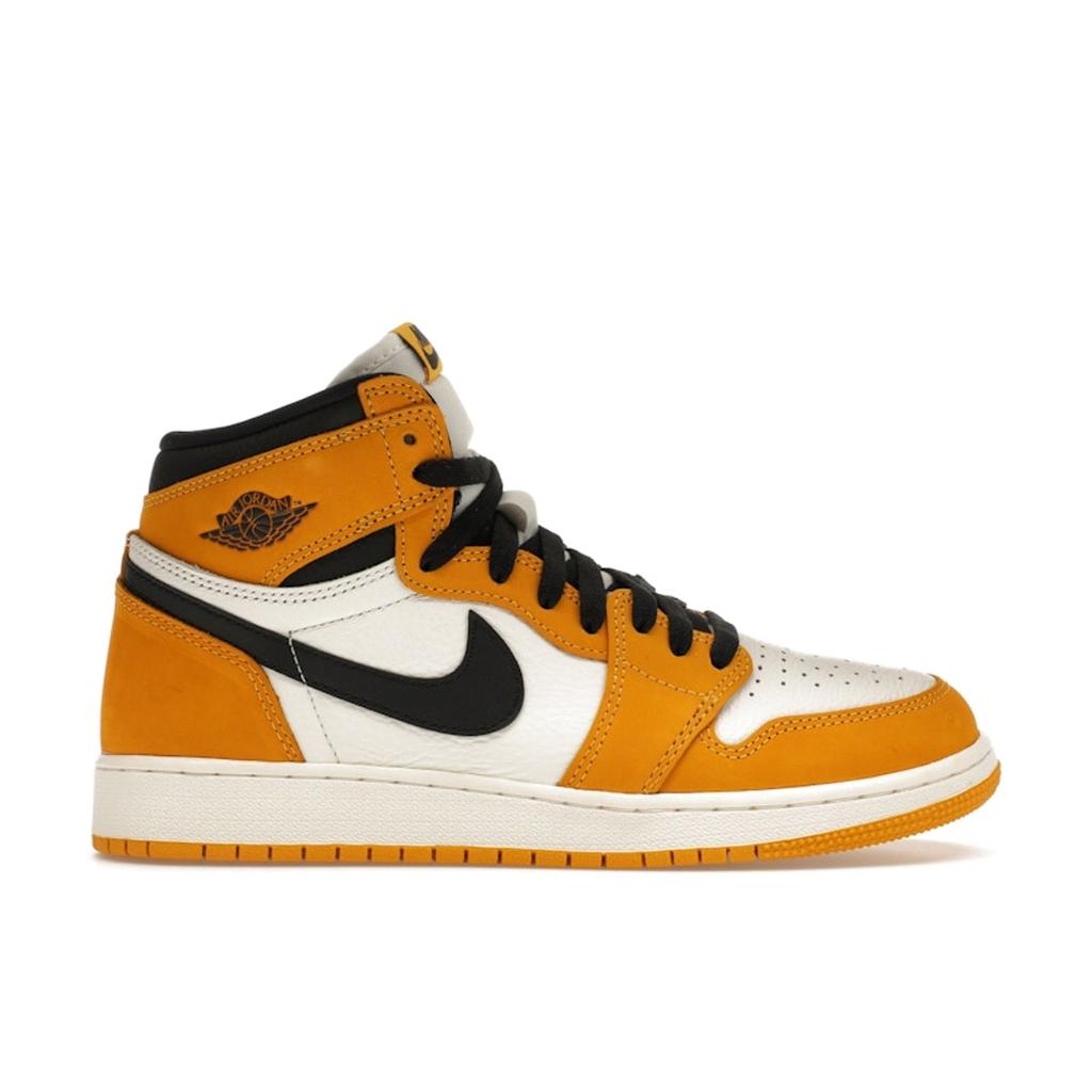 Air Jordan 1 Retro High OG GS Yellow Ochre Kids Sneakers Black Sail FD1437-701