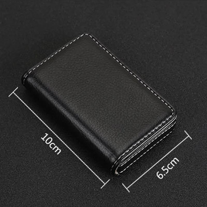 Porta carte di credito in pelle PU cucita di dimensioni standard, porta biglietti da visita, portafoglio con chiusura magnetica per uomo e donna