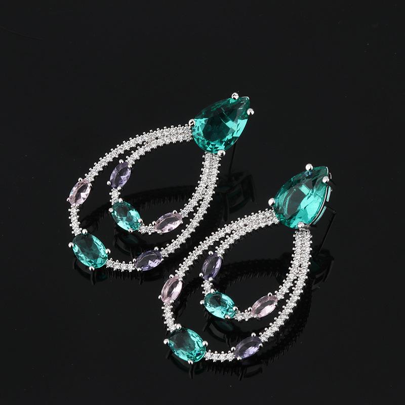 Earrings Women'S Full Diamond Droplet Earrings Sexy Color Zirconium Big Stud Earrings Valentine'S Day Gift