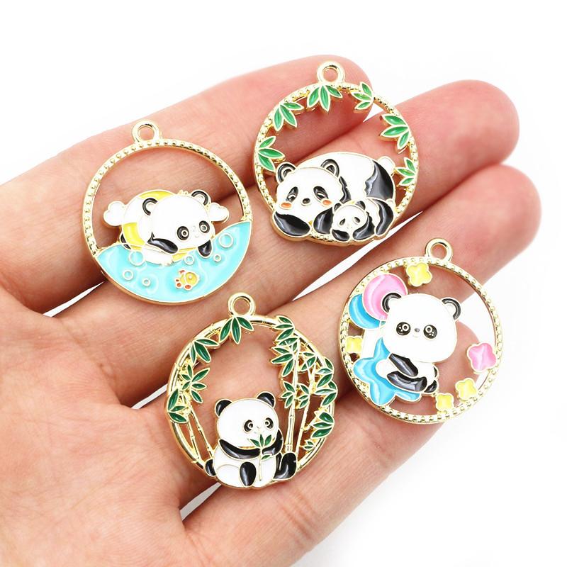 10pcs Enamel Animal Panda Skull Butterfly Charms Pendant Alloy Metal DIY Jewelry Making Accessories for Earrings Necklace