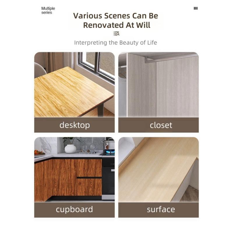 40CM Furniture Renovation Stickers Self-adhesive Wood Grain Stickers Wallpaper Cabinets Wooden Doors Tabletops Wall Sticker