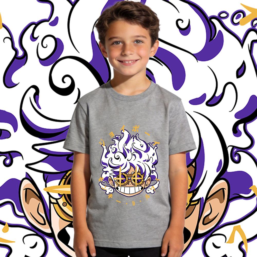 One Piece Joy Boy Anime Print Boys Girls Cotton T Shirt Kids Casual Summer Top Soft Breathable Crewneck