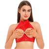 Womens Open Cup Underwired Bra Crop Top Backless Vest Wet Look Patent Leather Camisole Tops Clubwear