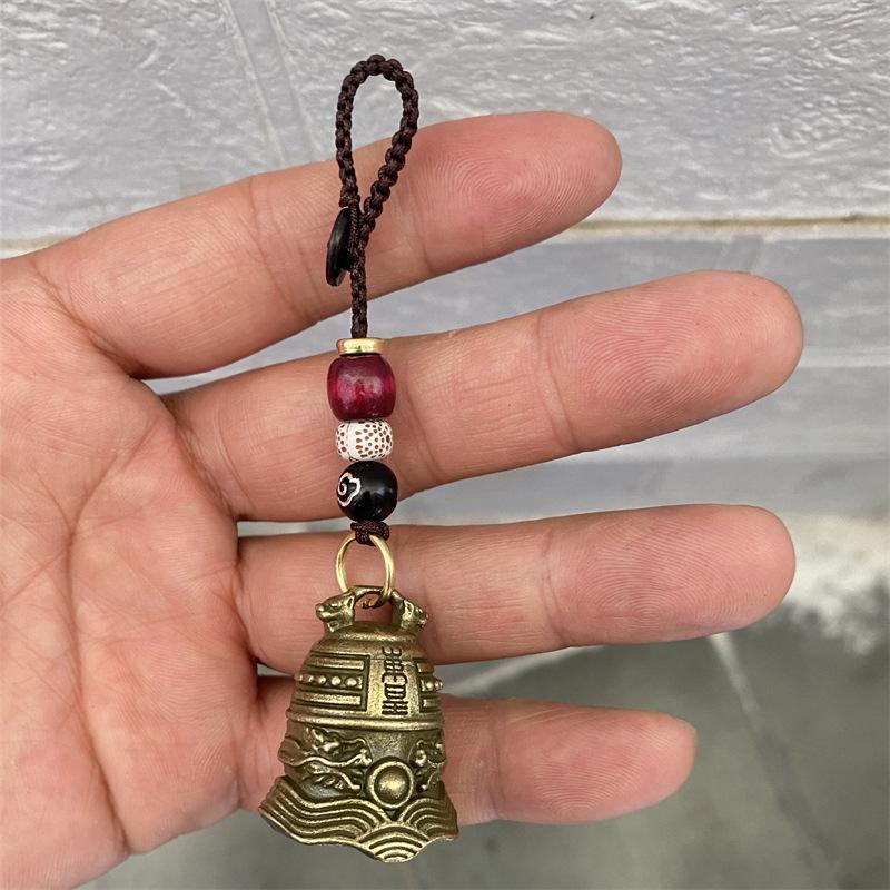 Six-character Mantra Bell Keychain Creative Key Ring Heart Sutra Copper Bell Pendant Bag Charm Accessories Lucky Gift
