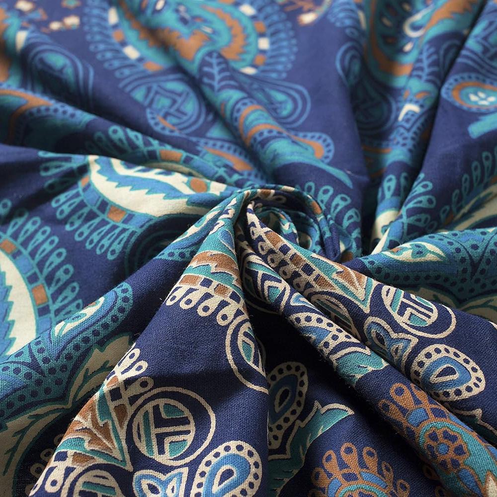 BLESS INTERNATIONAL Beautiful Indian Bohemian Psychedelic Hippie Peacock Mandala Window Curtain Panels for Bedroom, Living, Balcony (Blue Green)
