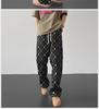 Men's Summer Plaid Casual Pants with Hollow Design - Loose, Straight, High-Street Style