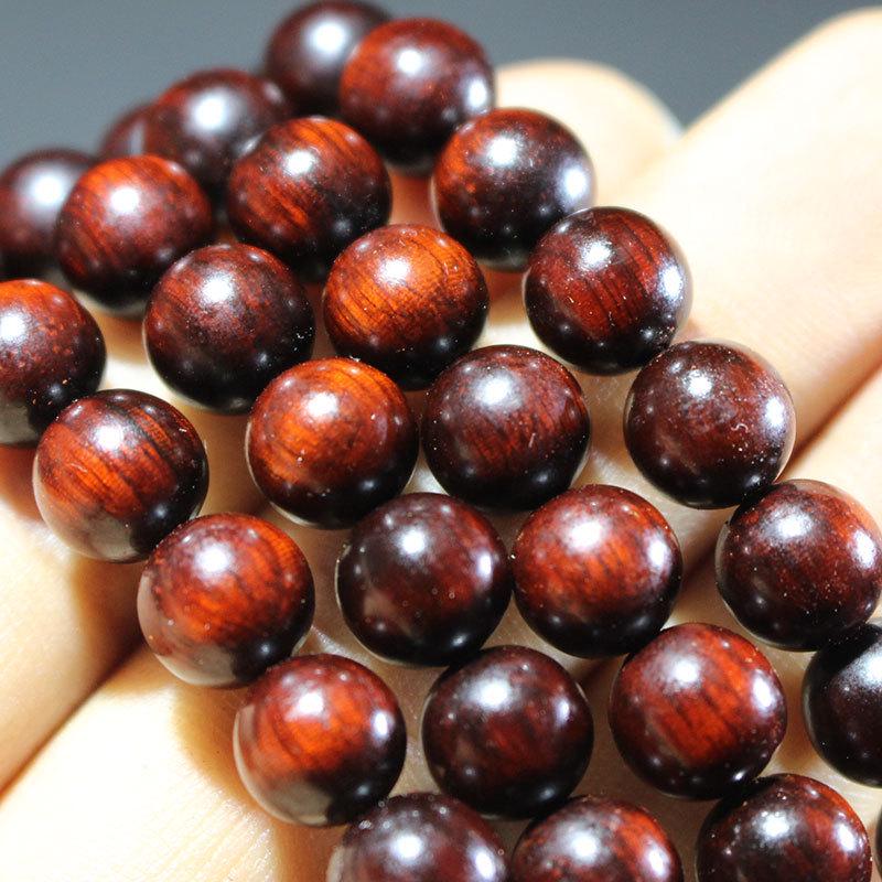 Purple Sandalwood Rhinoceros Horn Prayer Beads Bracelet with High Oil Content - 20 Red Wood Beads