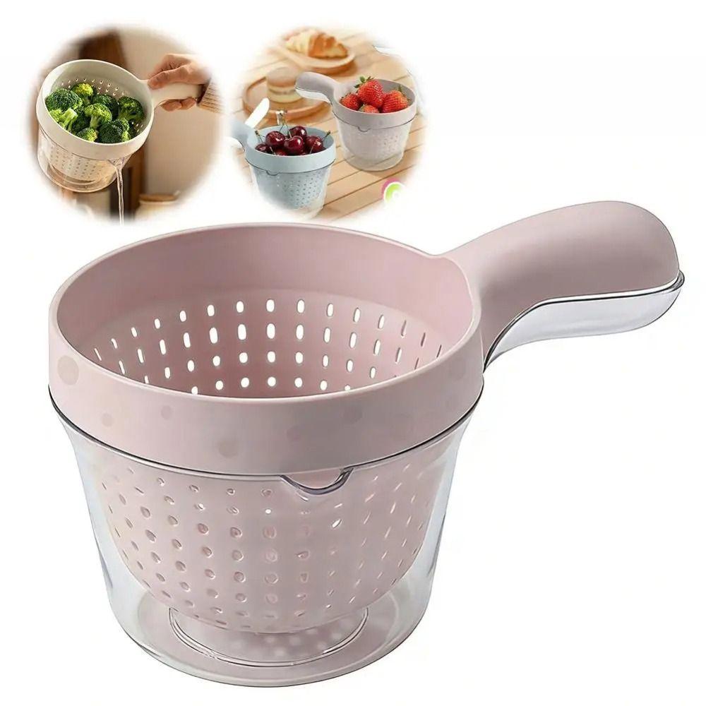 2-in-1 Fruit Cleaning Basin Double Layer Vegetable Drain Basket Portable Kitchen Drain Basket
