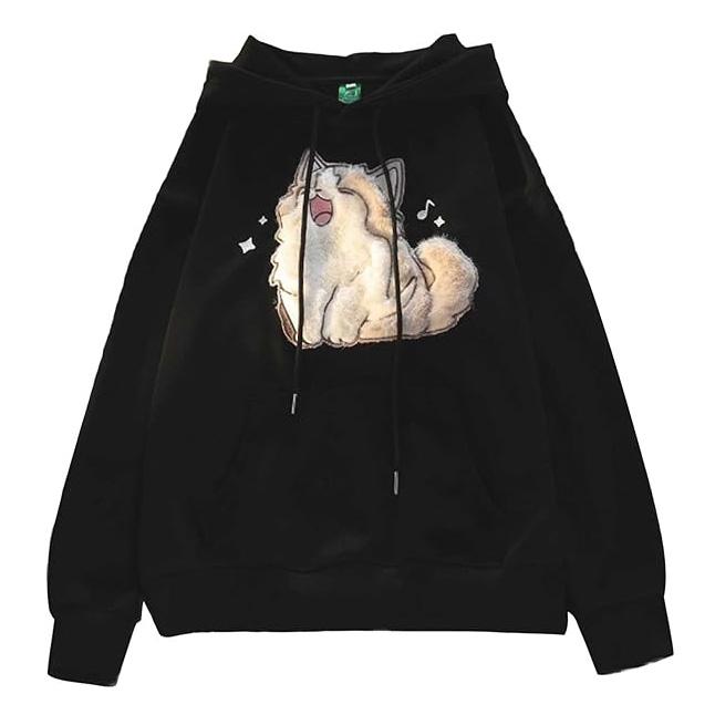 Women's Harajuku Sweatshirts Long Sleeve Hooded Sweat Casual Teenager Girls Pullover Sweatshirt Pockets