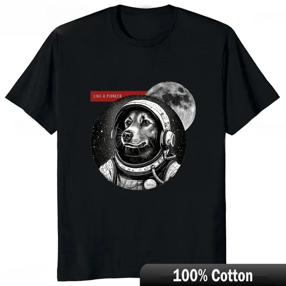 Laika Funny Cartoon Dog T-shirt Hip Hop Harajuku Style Printed Men Vintage Cute Soft Casual Comfortable Cotton Short Sleeve T-shirt