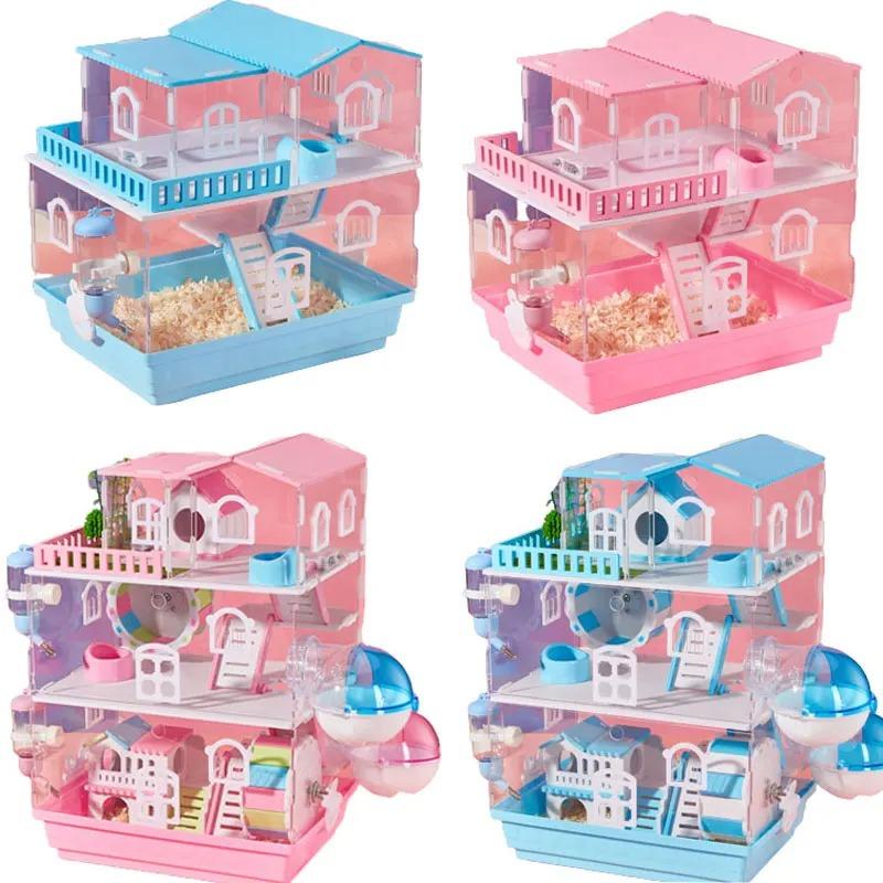 2/3 Layer Acrylic Pet Hamster Cage Transparent Oversized Double Deck Villa for Hamster Guinea Pig Small Animals Feeding