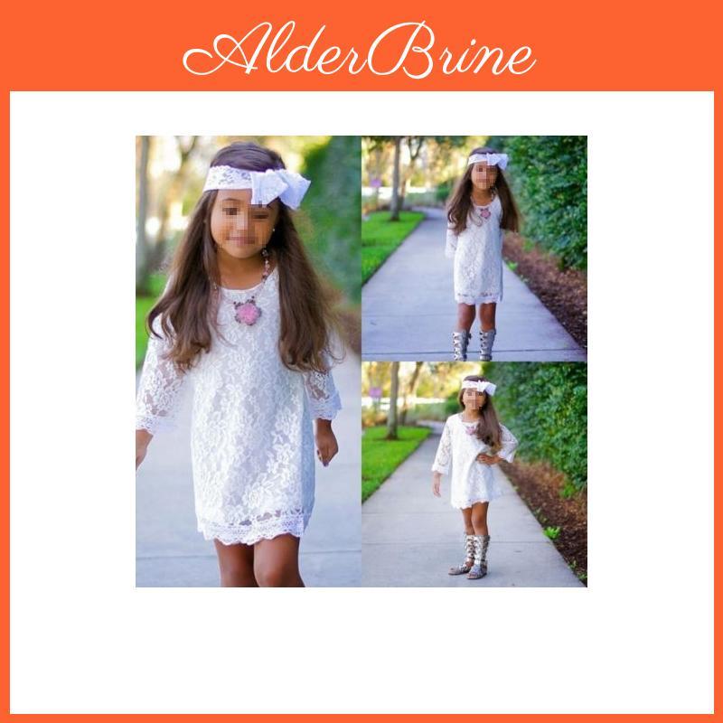 Robe de Fête Blanche en Dentelle Florale Élégante pour Bébés et Enfants Filles pour les Célébrations d'Été