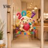 No Glue Window Decorations Chinese New Year Stickers, 2027 Goat Static Clings, Cute Decor Crochet Knit Sheep Decals, Reusable for Home Shop
